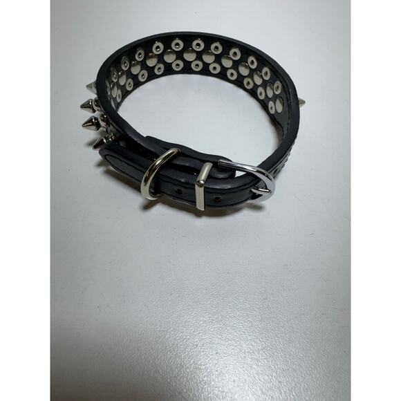 Spiked Studded Leather Dog Pet Puppy Collar 4” XS-S Black Biker Grunge - Picture 1 of 6